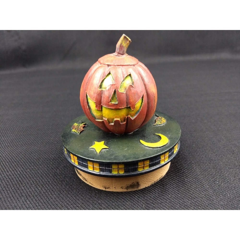 Lang Halloween Jack-O-Lantern Jar Candle Topper Spooky Dual-Faced Pumpkin Orange